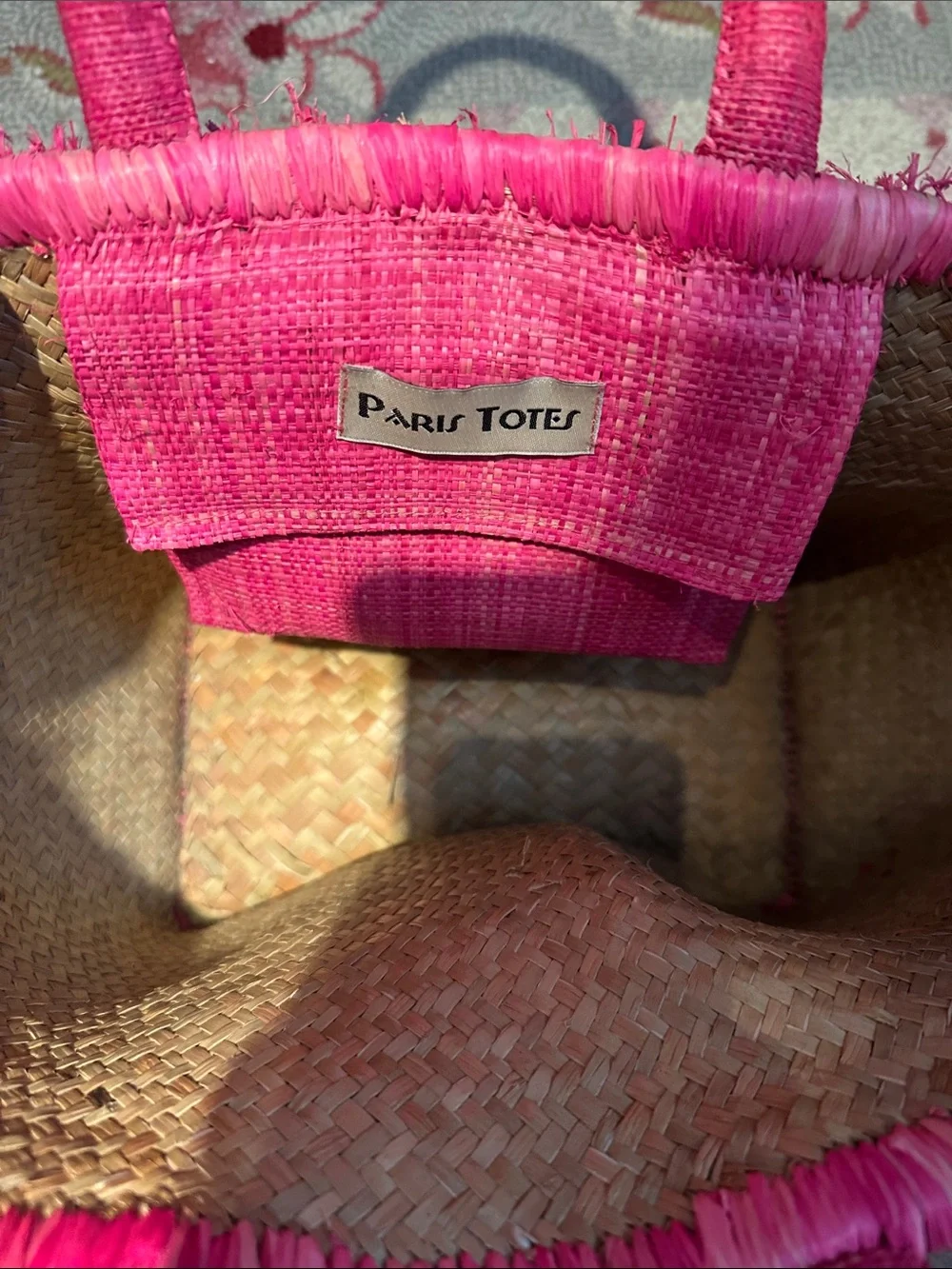 St. Tropez Textured Tote Bag in Fuchsia Pink